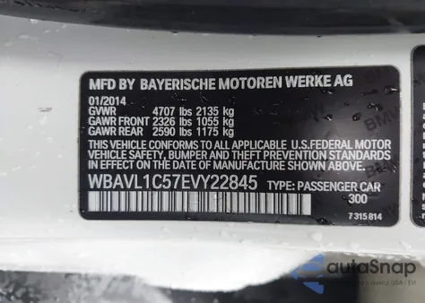 2014 BMW X1 xDrive28I from USA, damaged, VIN WBAVL1C57EVY22845